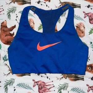 Nike Vibrant Blue Sports Bra with Bold Orange Swoosh